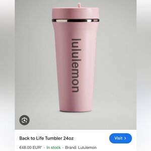 NWOT lululemon back to life water bottle tumbler straw pink 24 oz